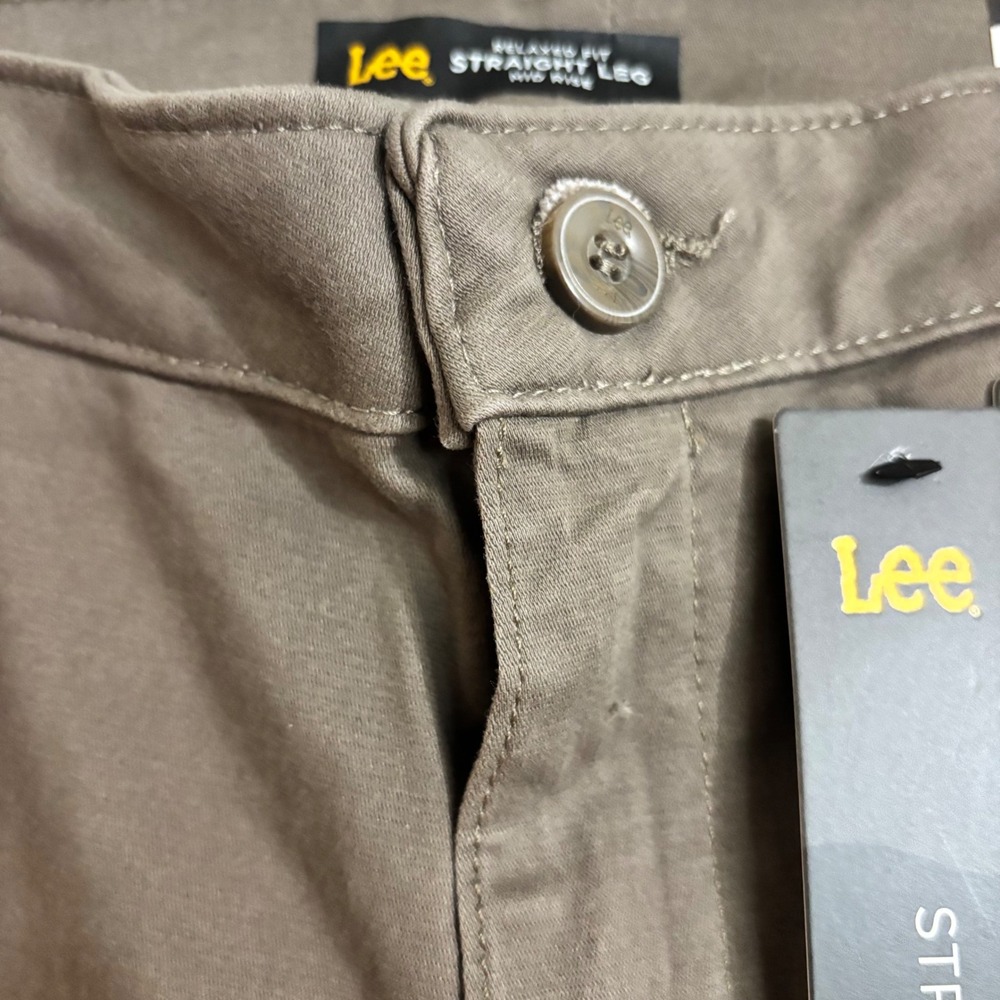 Lee Chino Pants Womens 10 Long Brown New Relaxed Straight Mid Rise 104631225 - Picture 8 of 9